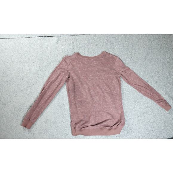 Aritzia Wilfred Sweater Xs Berri Marled Brown Ribbed Pipping Crew Neck Pullover - Picture 5 of 6